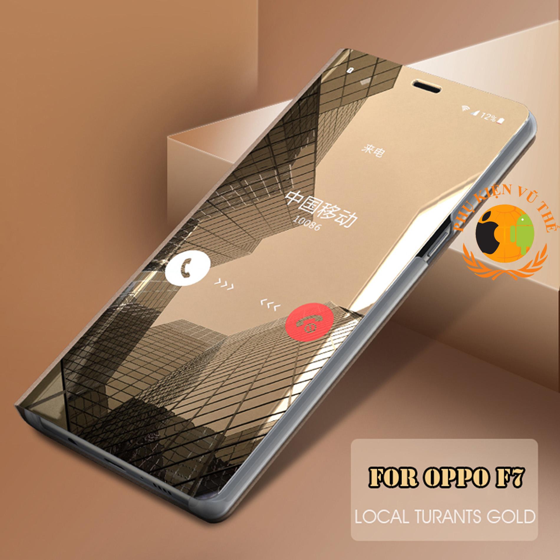 Bao da gương kính oppo f7 xuyên thấu sang trọng thông minh quý phái