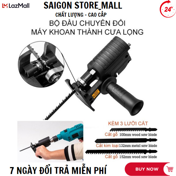 Bộ Chuyển Đổi Máy Khoan Thành Máy Cưa Lọng Cầm TayTặng kèm 3 lưỡi cưa, bảo hành 1 năm một đổi 1
