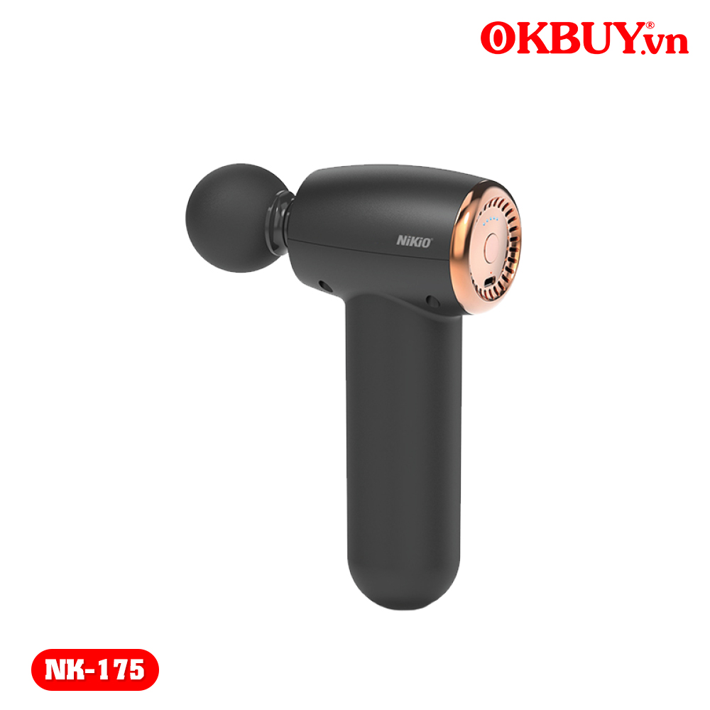 Máy massage gun, súng mát xa, máy massage cầm tay, súng massage mini Nikio NK-175 - có đầu massage nhiệt nóng, thiết kế mini, 7 đầu massage