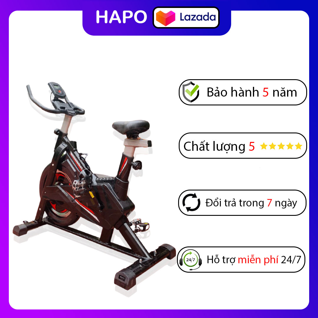 Máy đạp xe đạp tập thể dục tại nhà máy tập chạy bộ HAPOVINA – HP - 23 đa chức năng thế hệ mới + cảm biến nhịp tim + đồng hồ + giá đỡ điện thoại – 5 năm