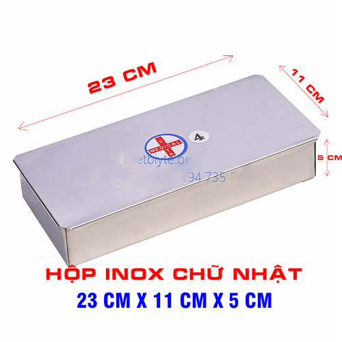 [HCM]Hộp Inox y tế chữ nhật 23 x 11 x 5 cm