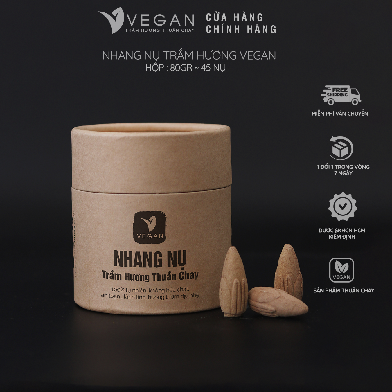 Nhang nụ VEGAN Trầm Hương Thuần Chay 80gr cao cấp