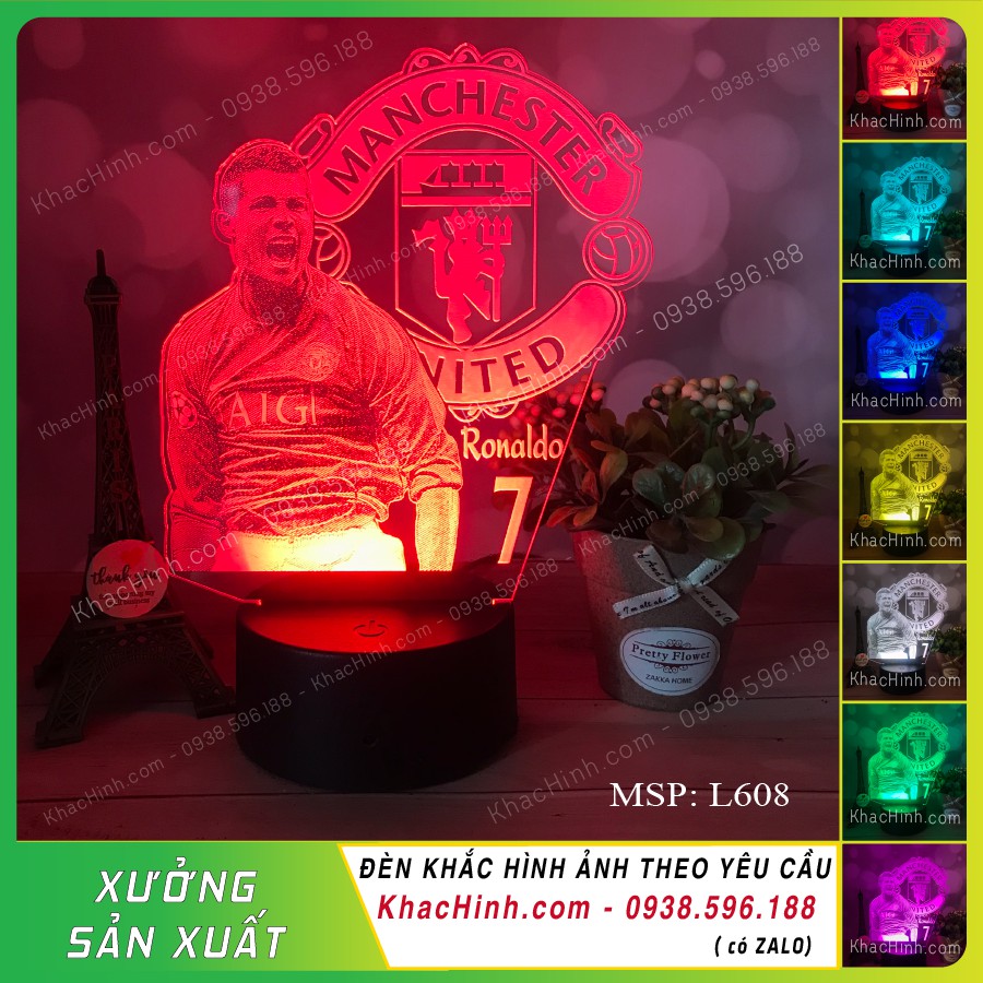 Đèn trang trí – đèn ngủ khắc hình Ronaldo CR7 - CLB MU, tranh thư pháp, Đèn led khắc hình theo yêu cầu, đèn khắc hình cá nhân,quà tặng sinh nhật – valentine – 8-3, quà cưới,đèn để bàn,đèn ngủ,đèn trang trí