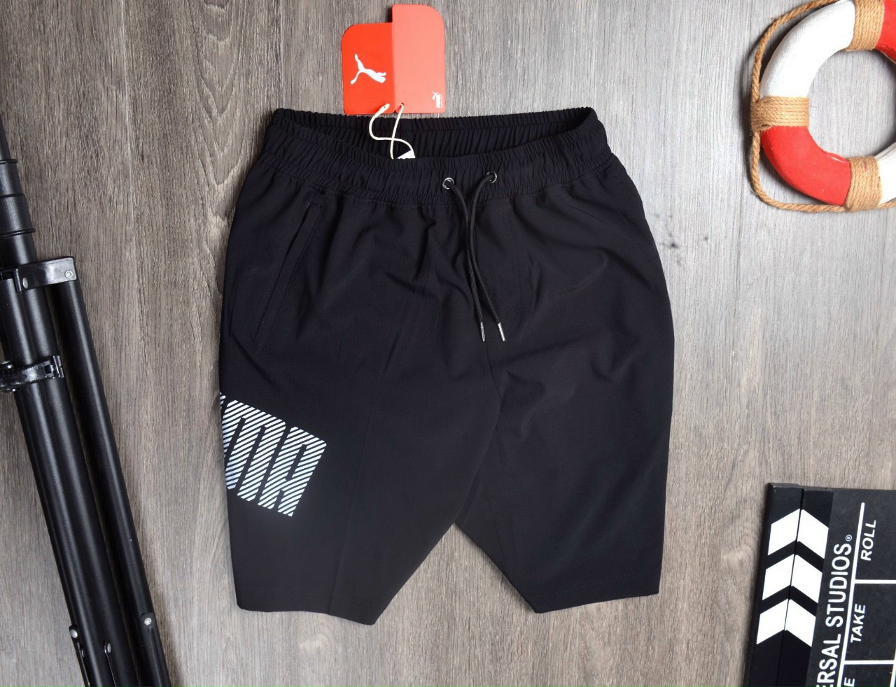 Quần short nam thể thao vải thun, quần đùi thun nam puma, chất liệu thun co giản 4 chiều thấm hút mồ hôi