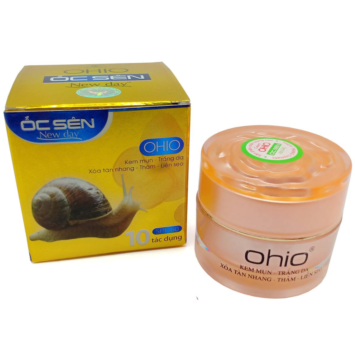 [HCM]Kem mụn Trắng da Xóa tàn nhang Thâm Liền sẹo 10 tác dụng Ohio Ốc Sên 30g (Vàng)
