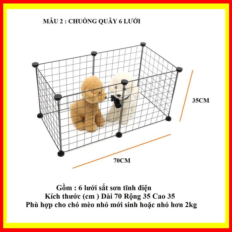 CHUỒNG CHÓ - CHUỒNG MÈO - CHUỒNG QUÂY LẮP RÁP BẰNG LƯỚI SẮT TĨNH ĐIỆN MÀU ĐEN - DÀI 70 RỘNG 35 CAO 35CM