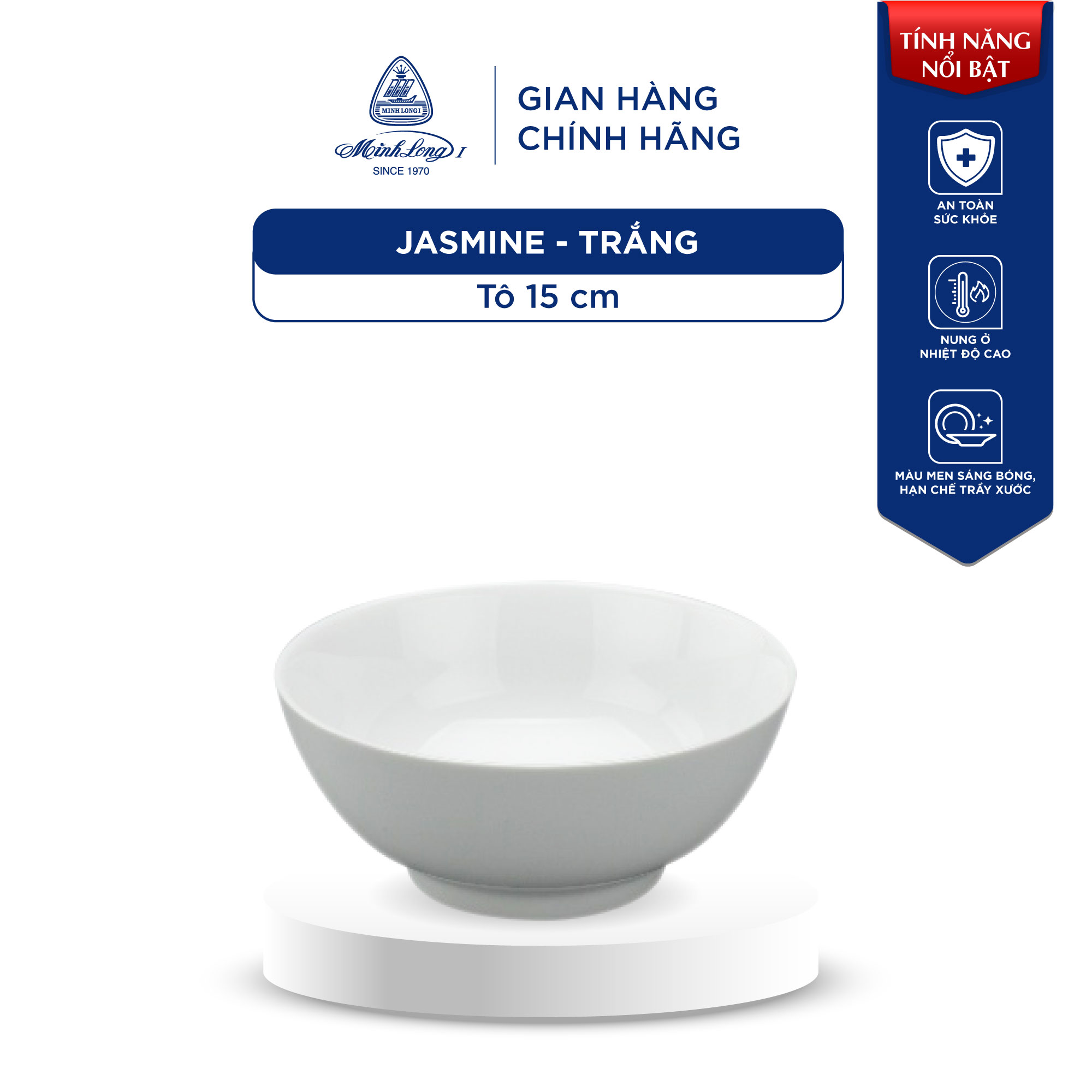 Tô, Chén Sứ Cao Cấp Minh Long - Jasmine - Trắng