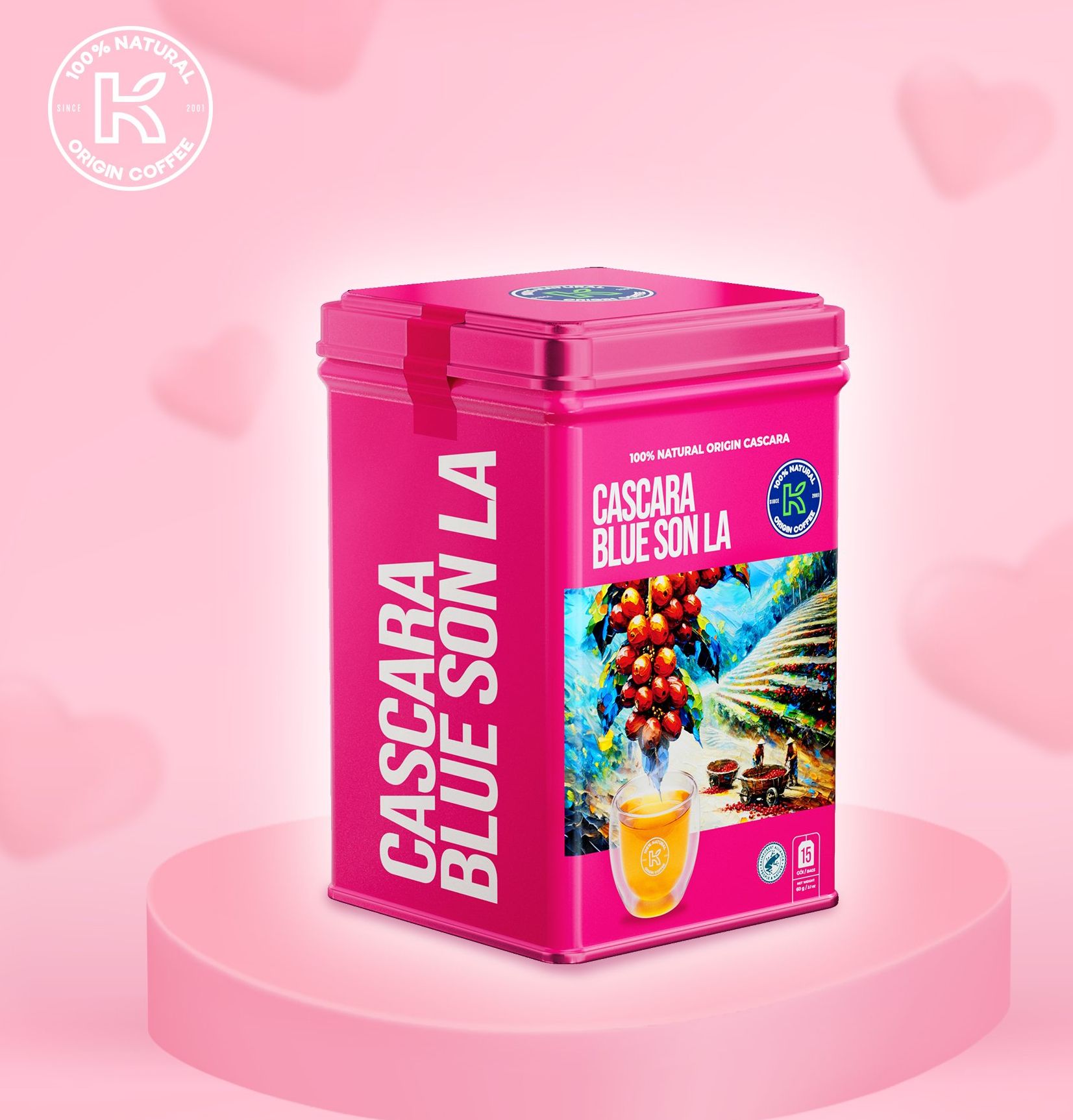 Trà cascara túi lọc blue son la hộp nhỏ - trà cà phê, trà làm từ 100% vỏ quả cà phê arabica sơn la chín đỏ