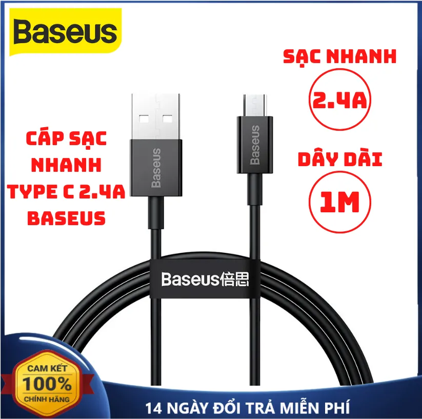 Cáp sạc nhanh 2.4a baseus usb to micro usb dây sạc nhanh micro usb dài 1m cáp sạc nhanh micro usb
