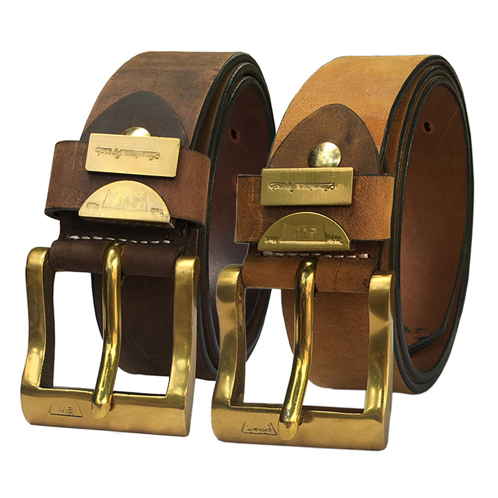 Thắt Lưng Nam Da Bò Sáp 1 Lớp Đầu Khóa Đồng Đúc Nguyên Khối  DLDSĐLV-01