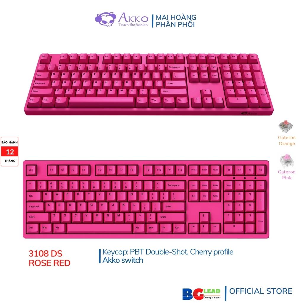 Bàn Phím Cơ 🎮 Akko 3108 V2 Ds Rose Red (Gateron Switch)  - Sản phẩm được 💘 nhất của AKKO - Mai Hoang phân phối vào bảo hành toàn quốc
