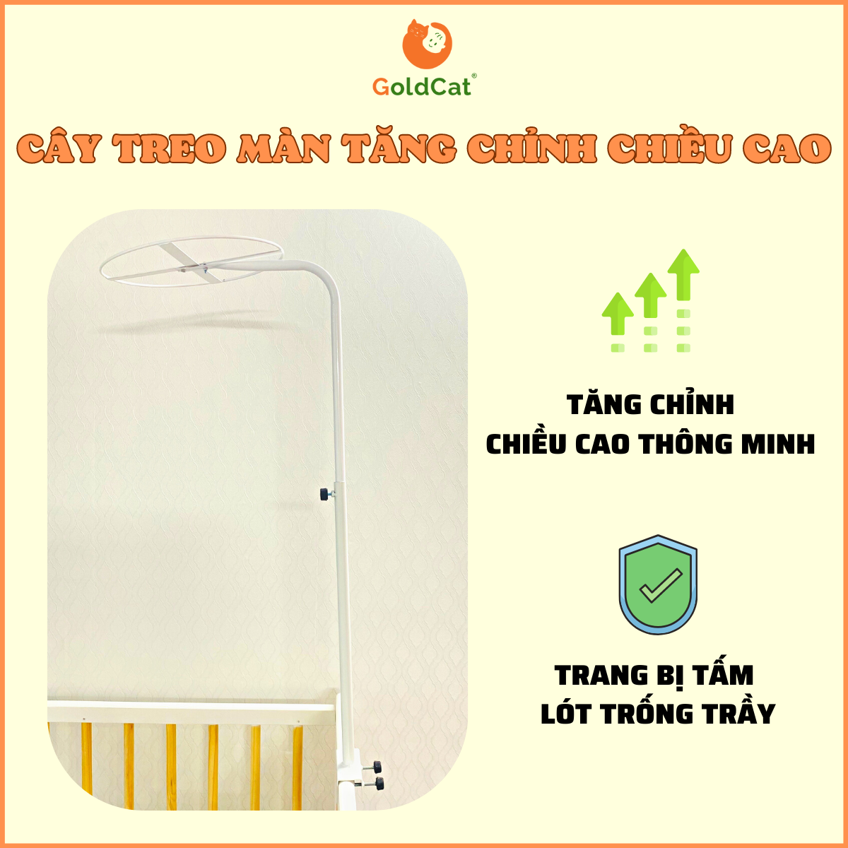 Cây treo màn GoldCat độ cao 1M, mang lại sự thông thoáng vượt trội.