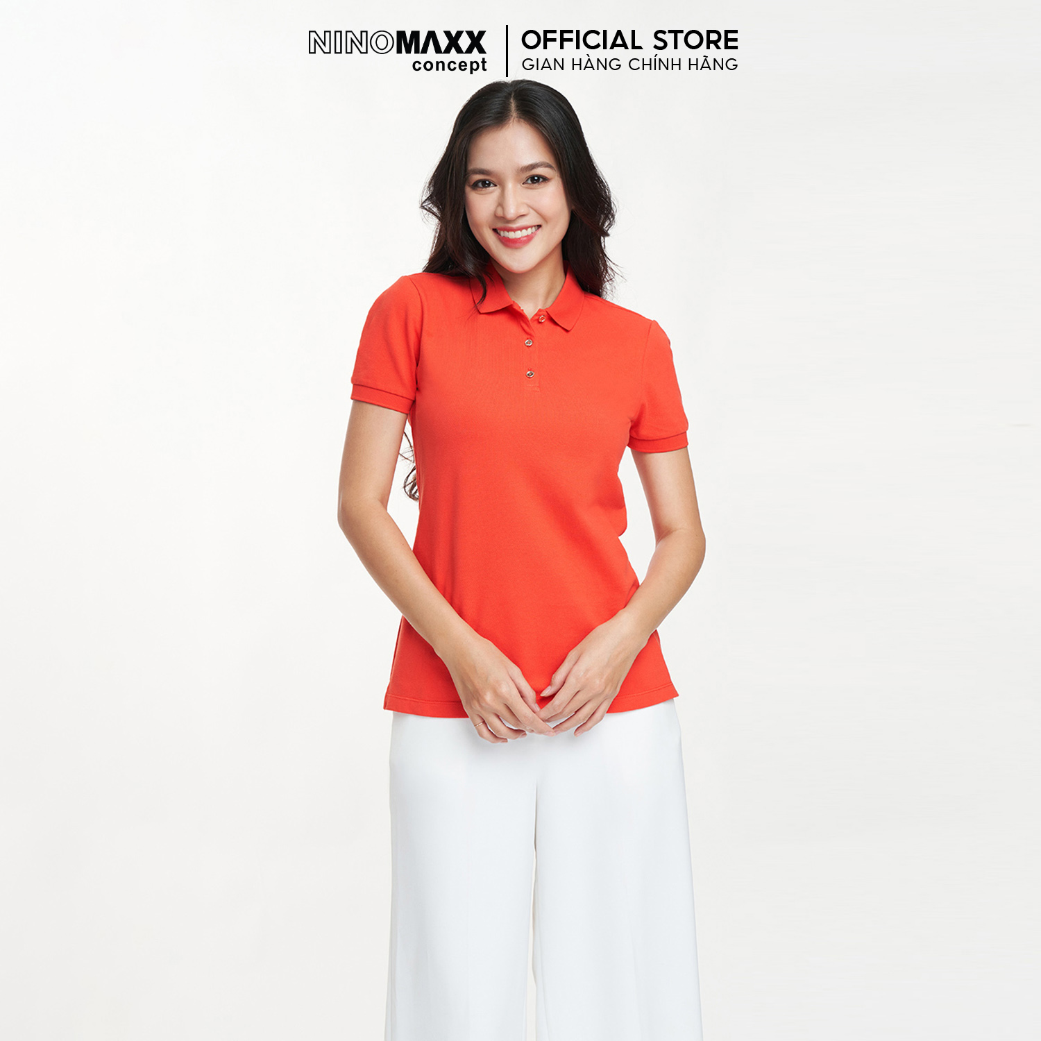Ninomaxx women s 2306006 solid turn-down collar short sleeve polo shirt