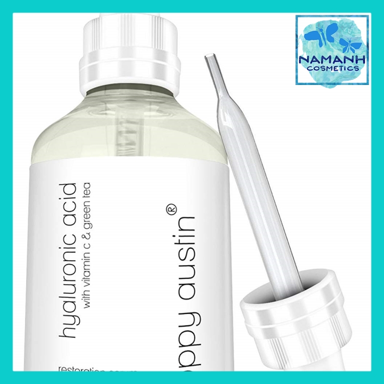 Serum dưỡng ẩm Poppy Austin nguyên chất Hyaluronic Acid with Vitamin C, Green Tea, Vitamin E, Organic Jojoba Oil 60ml