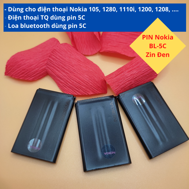 Pin điện thoại nokia bl-5c zin đen 1020mah mới 100%