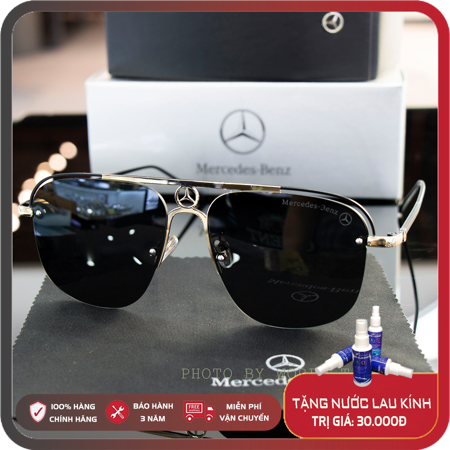 Kính mát nam cao cấp Benz4, thẻ bảo hành 12 Tháng, tròng polarized chống chói, chống loá