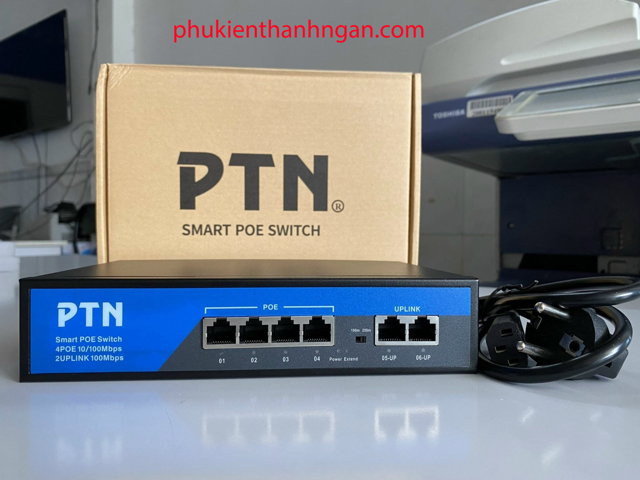 Switch poe 4 port - 2 uplink pk4204tn - bộ chia mạng cho camera ip