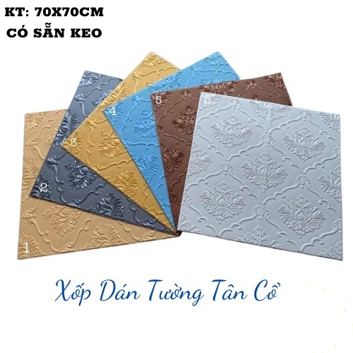 Xốp dán tường giả da tân cổ điển kt 70x77 dày 4mm