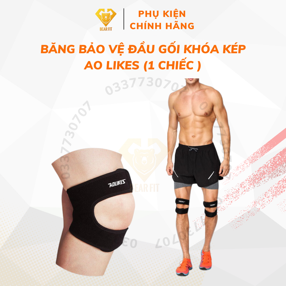 Băng đai bảo vệ đầu gối khóa kép tránh chấn thương (1 chiếc) khi chơi thể thao cho nam và nữ