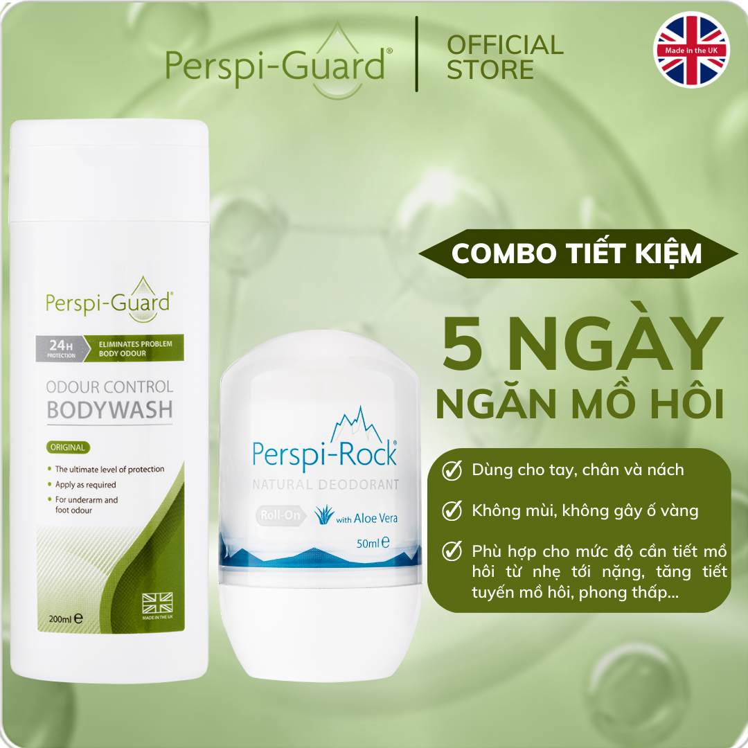 [Voucher giảm 10%] Combo khử mùi toàn thân sữa tắm Perspi-Guard + lăn khử mùi Perspi-Rock
