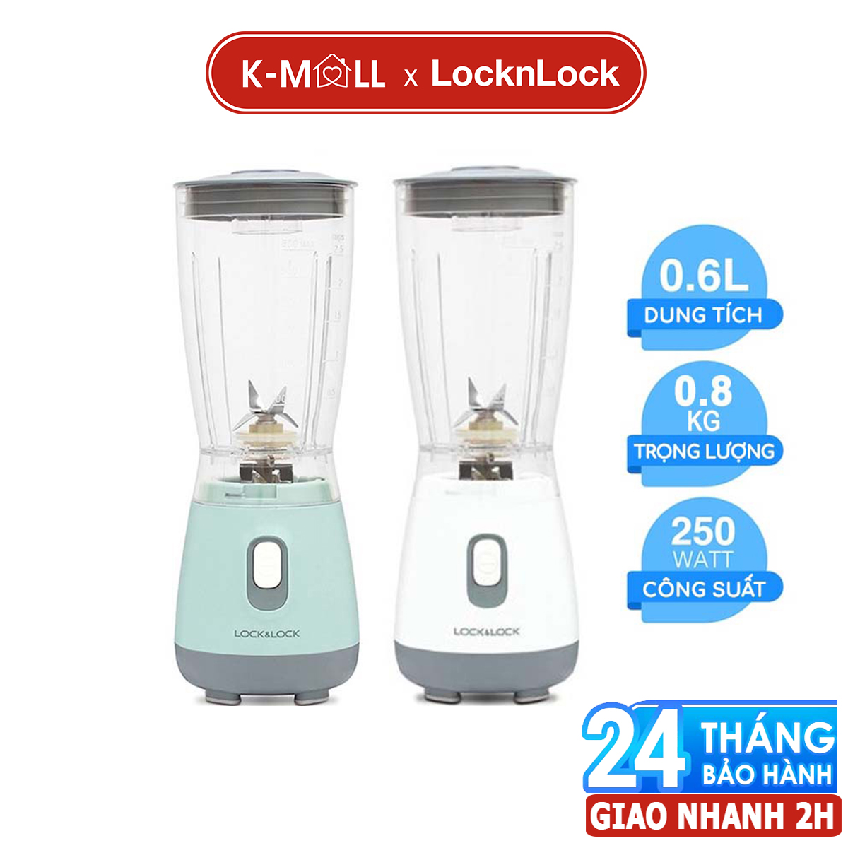 Máy xay sinh tố locknlock 600ml personal blender thao tác 1 chạm, lưỡi xay bén ejm436 - k-mall