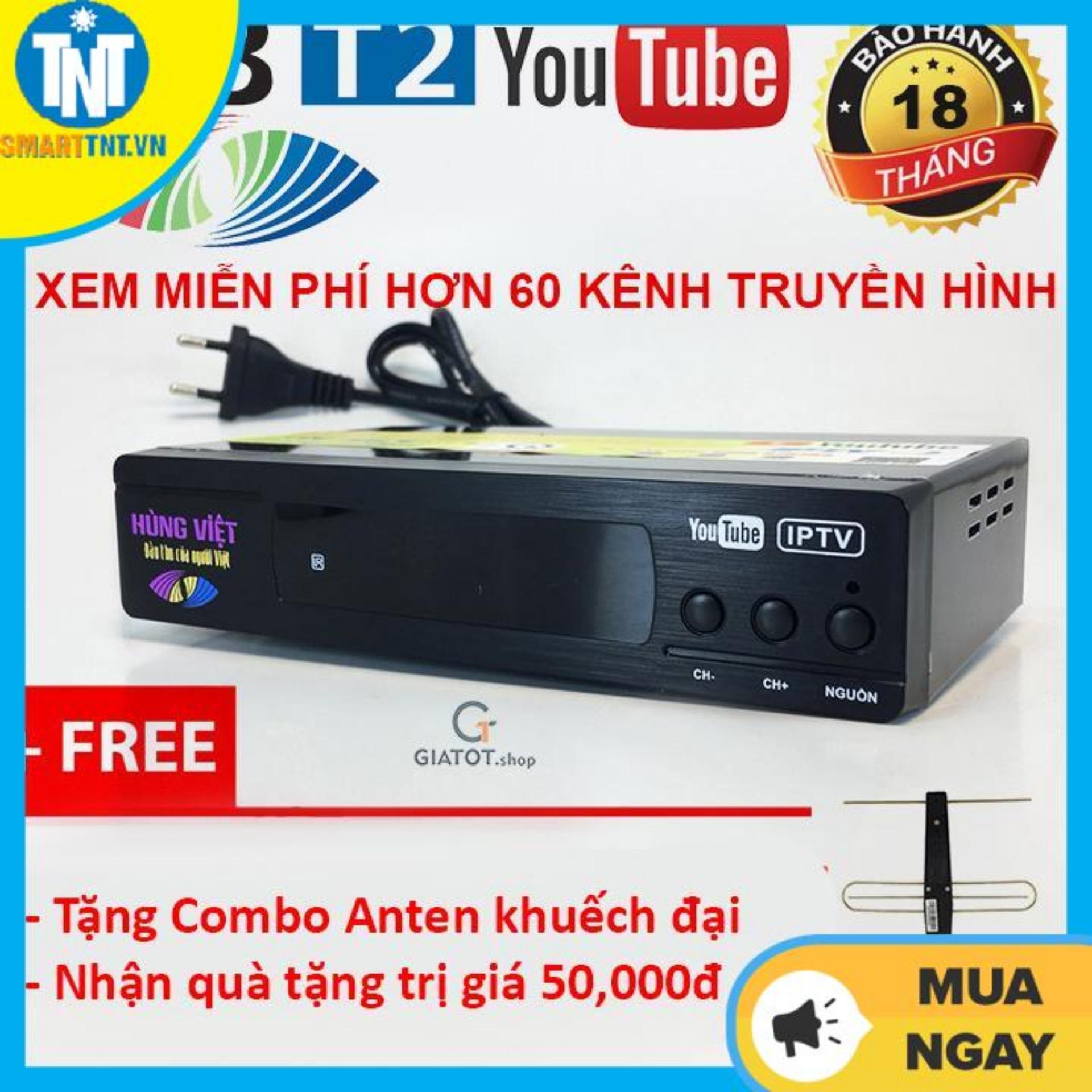 Đầu thu kỹ thuật số dvb-t2 hùng việt ts-123 internet tặng combo anten khuếch đại