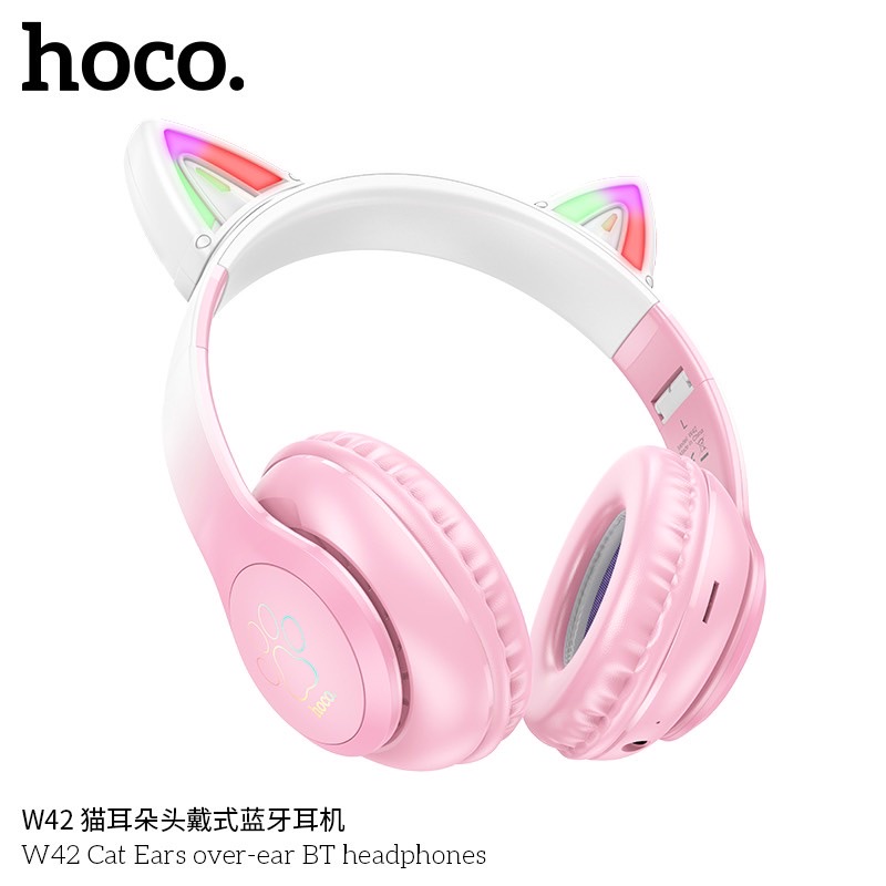 Tai nghe bluetooth chụp tai Hoco W42 mèo phát sáng cao cấp