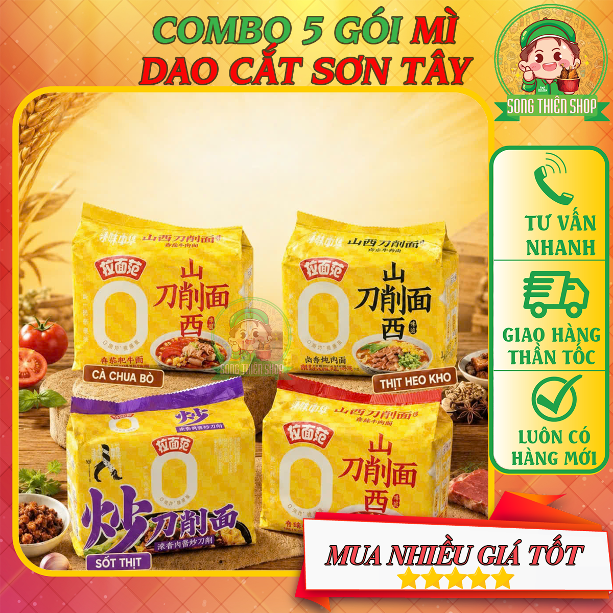 COMBO 5 GÓI Mì Dao Cắt Jin.mai.lang chính gốc S.ơn T.ây Song.Thien.Shop
