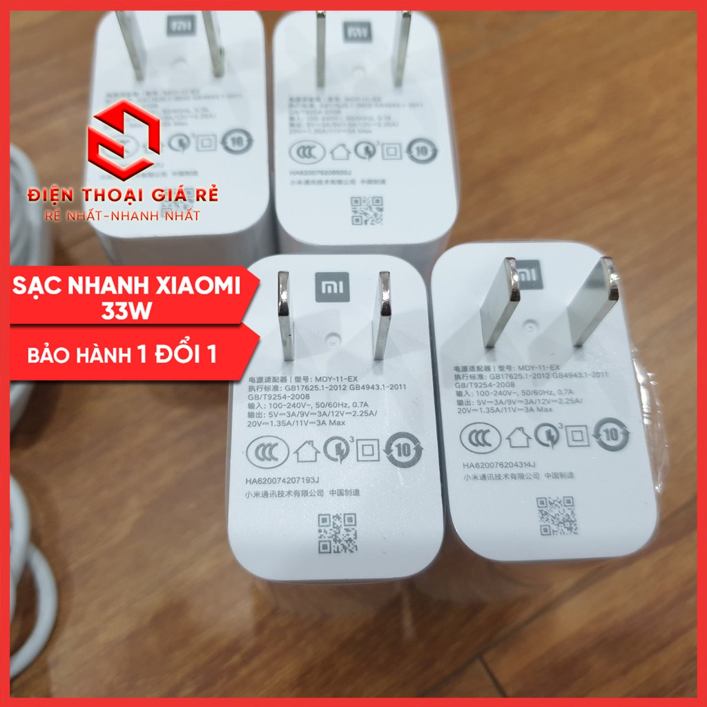 Cáp, củ sạc nhanh xiaomi 33w - 1 đổi 1 trong 3 tháng