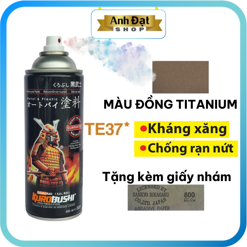 Màu đồng Titanium TE37*, dung tích 400ml, có khả năng kháng xăng , chống rạn nứt