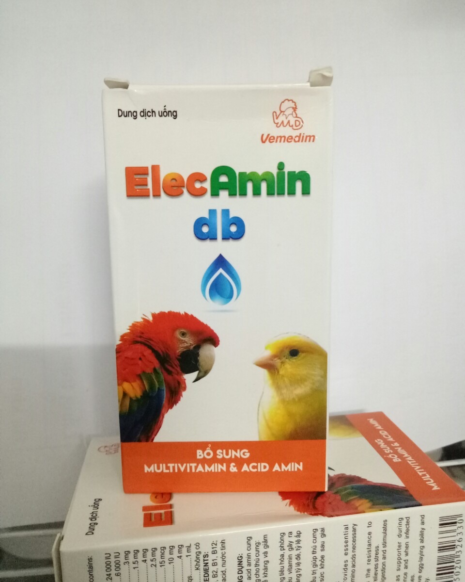 1 LỌ ELECAMIN DB (MẪU MỚI) TĂNG CƯỜN.G CÁC VITAMIN THIẾT YẾ.U CHO CHIM,VẸT,YẾN PHỤNG,CHÓ,MÈO,DÊ,HEO