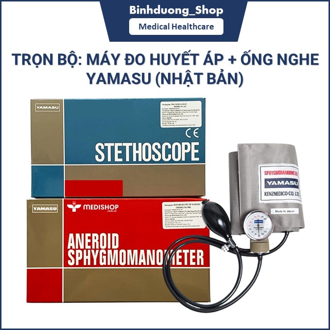 Trọn bộ Máy đo huyết áp cơ Yamasu kèm ống nghe 2 mặt Yamasu sản xuất tại Nhật Bản
