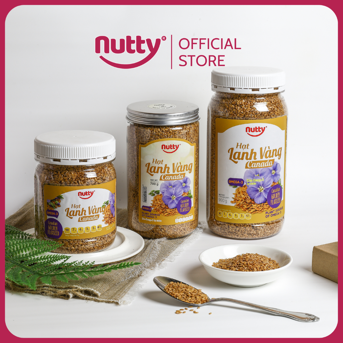 Hạt lanh vàng Canada Nutty - Hạt lanh nhập khẩu từ Canada, giàu Omega-3 - Hạt dinh dưỡng tốt cho sức khỏe