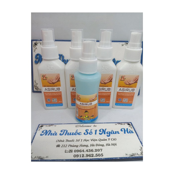 Dung dịch sát khuẩn tay Asirub 100ml mẫu mới dùng trong gia dụng và y tế, ngăn ngừa vi khuẩn trong 24h