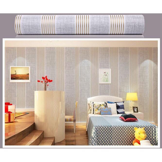 Combo 10M giấy decal dán tường mẫu sọc xám sang chảnh mẫu mới