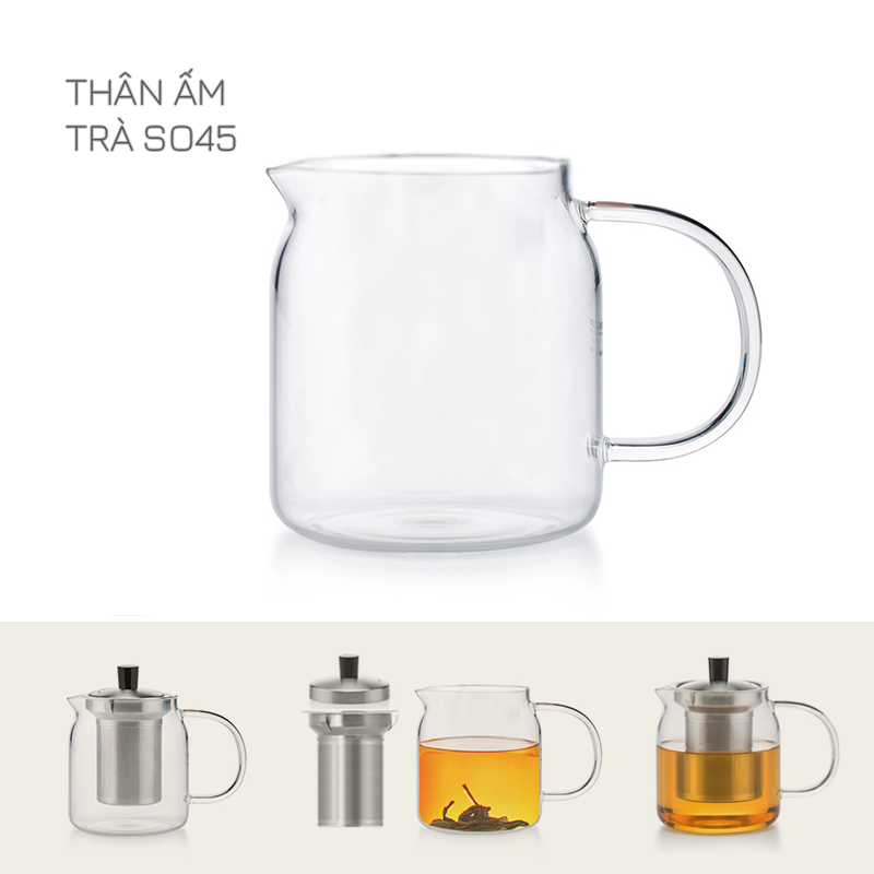 Phụ kiện ấm trà thủy tinh s045 samadoyo 700ml - bình lọc trà thủy tinh lõi lọc inox - s045t - s045nl