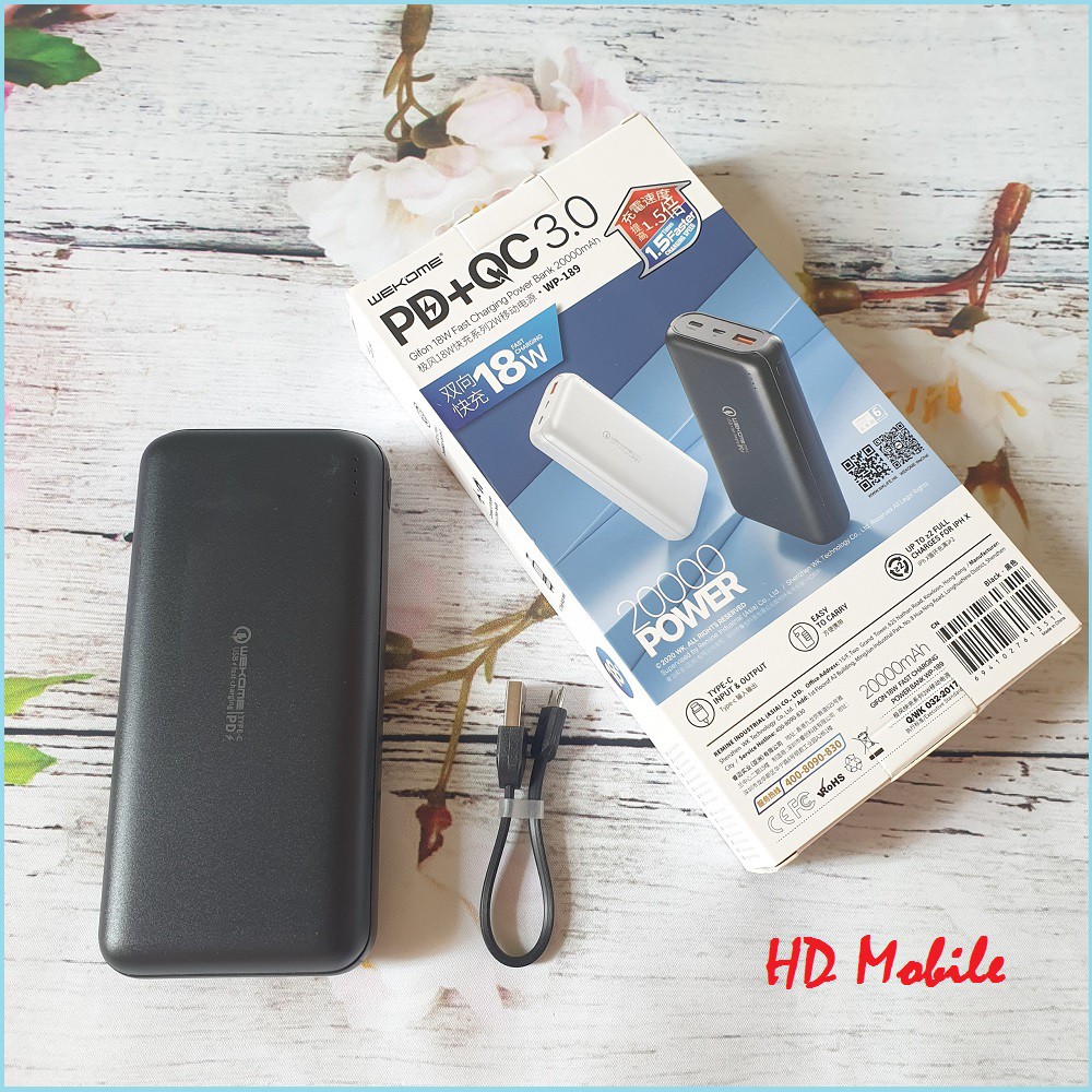 Sạc dự phòng 3.0 chính hãng wp 187 10000mah wp-189 sạc dự phòng wk wp -189 20000mah sạc dự phòng wk wp 189 20000mah pin dự phòng 20.000mah wp-189 pin dự phòng wp-189 20000mah 20w pd+qc chính hãng