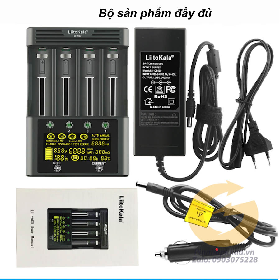 [S12] Bộ sạc đa năng sạc nhanh 3A đầu tiên LiitoKala Li-600 sạc được cho pin Lithium Li-ion, AA, AAA