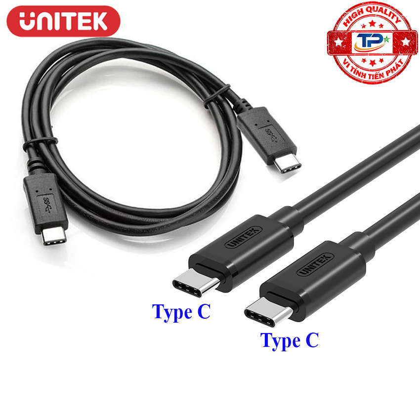 Cáp usb 3.1 usb type-c 2 đầu đực unitek y-c477bk male to male .