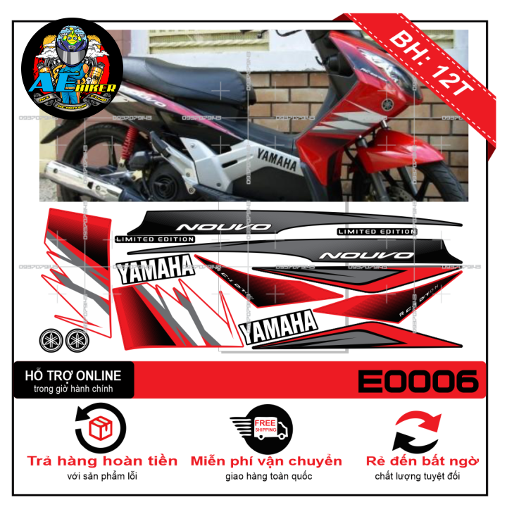 Tem xe nouvo 2 3 0006 đỏ đen - tem rời nouvo 2 3 - tem xe nv 2 3