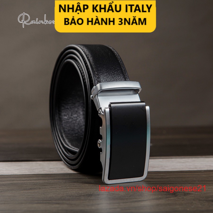 Thắt lưng nam da bò Nappa Rainbow BELT014 đầu khoá tự động , phong cách quý ông lịch lãm.