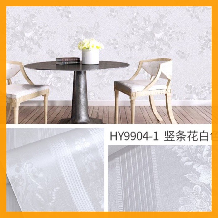 Giấy dán tường sẵn keo dọc hoa văn màu sáng (10m x 45cm / cuộn)