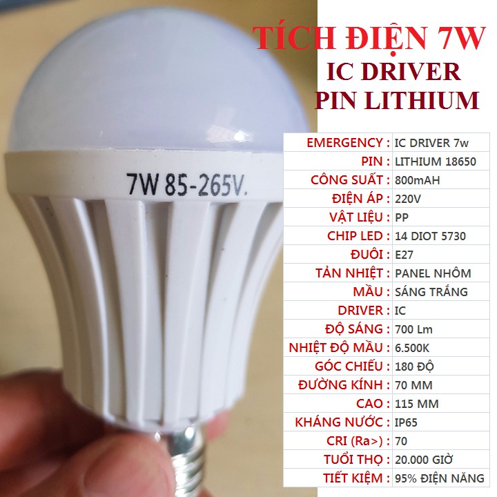 Bóng đèn LED tích điện 15w