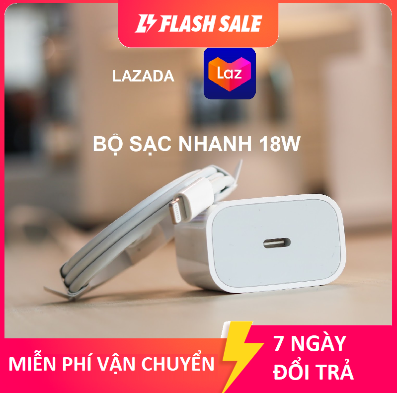 Bộ sạc nhanh 18W iphone11, iPhone12 chế độ sac thông minh sạc nhanh hỗ trợ thêm ip8 ipx ip11 ip12 gồm củ sac DP18W cốc sạc cáp sạc 18W iphonebảo hành 1 năm