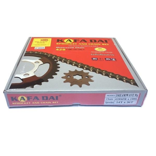 [Hoàn Tiền 10%] Nhông xích 14T/36T 428SFR-100L độp dập mạ sơn đen KAFADAI THAILAND cho xe máy Dream/Wave BH617