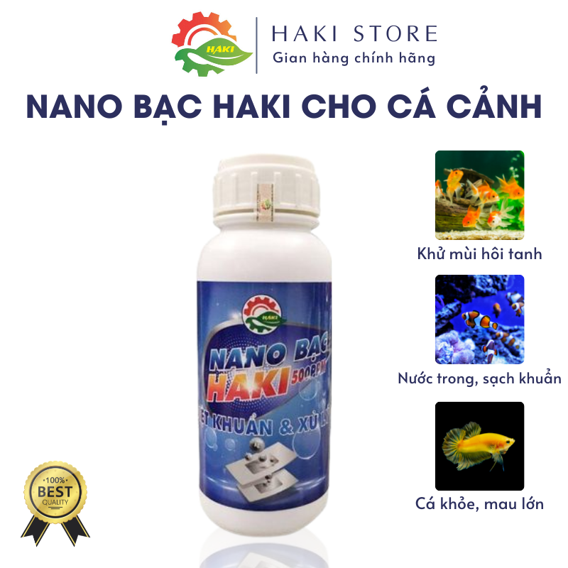 Nano bạc Haki 500ppm – Làm trong nước, khử mùi tanh cho cá cảnh