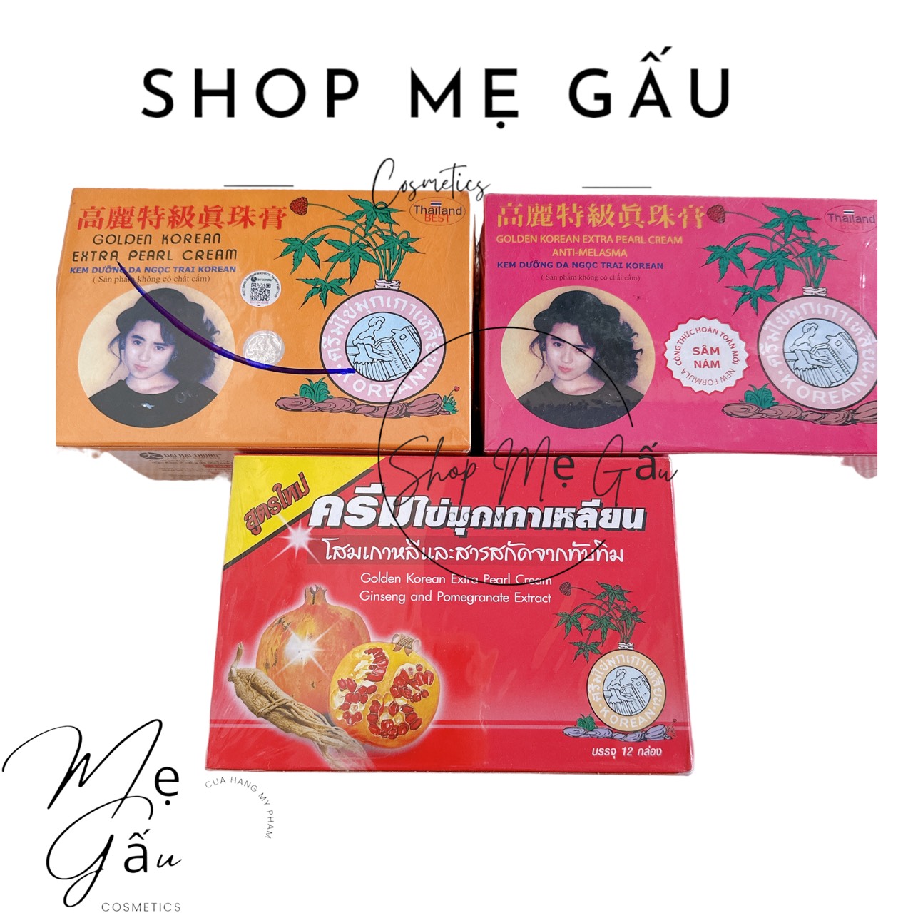 Sỉ lố 12 hộp kem sâm vàng, đỏ, hồng trắng da chuẩn thái