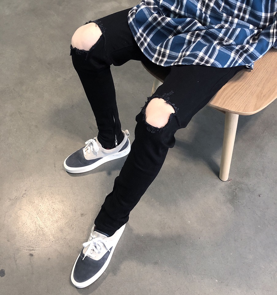 Quần Jean nam rách kiểu zip y hình- cá tính - HotBoy Hàn Quốc