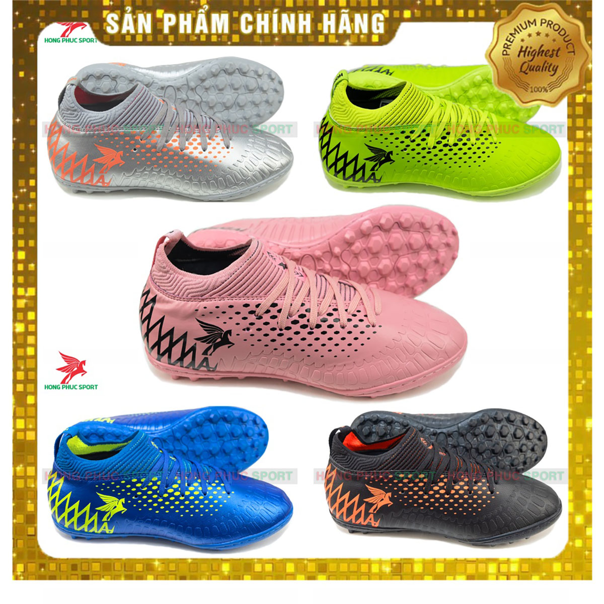 GIÀY ĐÁ BÓNG CHÍNH HÃNG HỒNG PHÚC SPEED VÀ MIRA FULL HỘP KHÂU FULL ĐẾ
