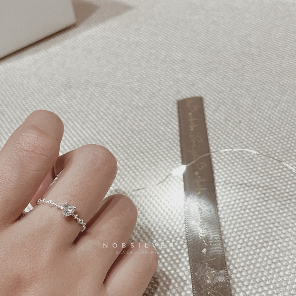 Nhẫn bạc nữ đính đá hình trái tim đi kèm box quà chữa lành vô cùng ý nghĩa - Trang sức bạc Nobsilver
